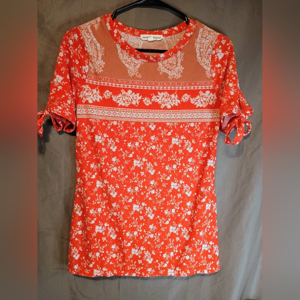 Above And Beyond And Paisley Floral Red Women's Top